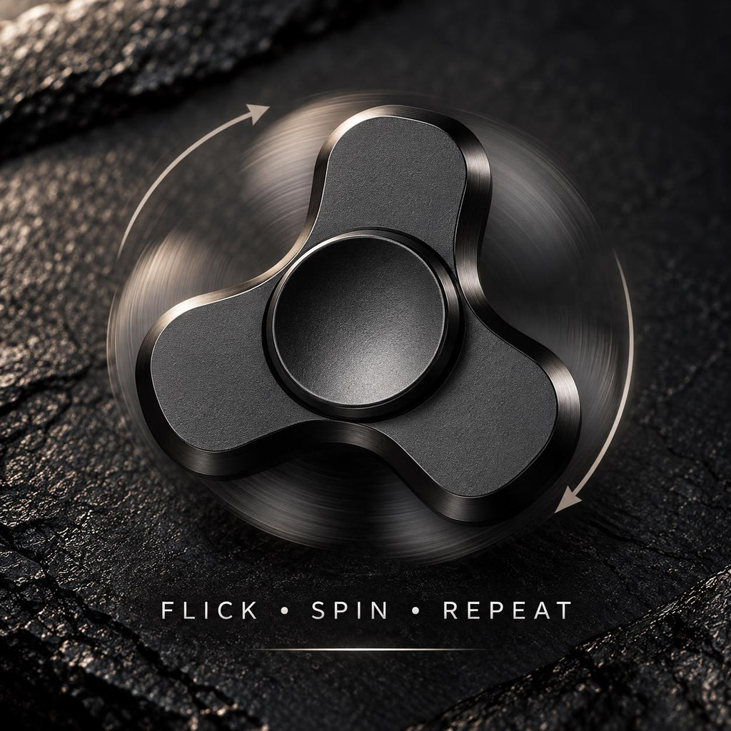 Mini spinner métallique 3 branches : finition noire en rotation