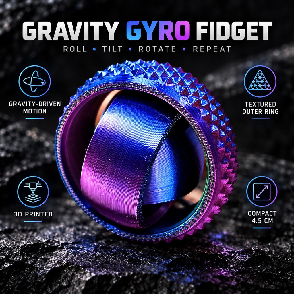 Gyroscope Gravity Gyro : anneau extérieur texturé et anneau central