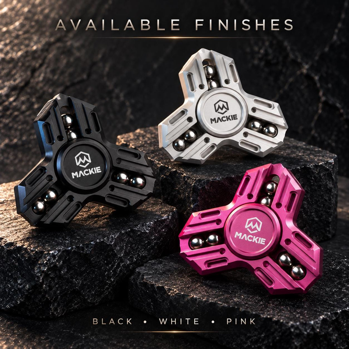 Spinner Knight Mini 3.0 : modèles noir, argenté et rose réunis