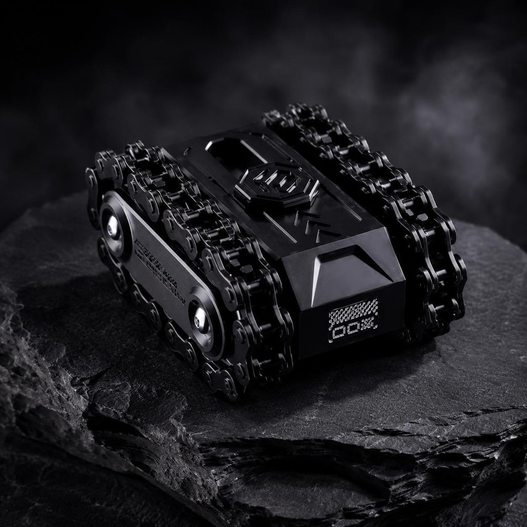 Tank fidget métallique : noir posé sur pierre